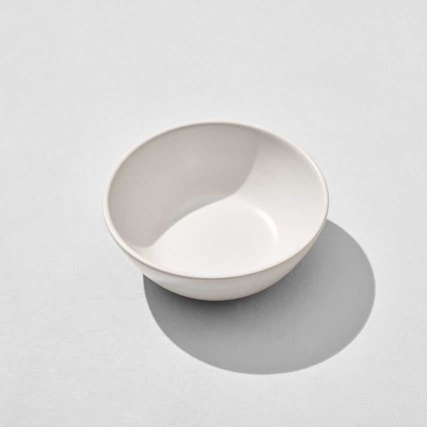 Overhead view of off white breakfast bowl