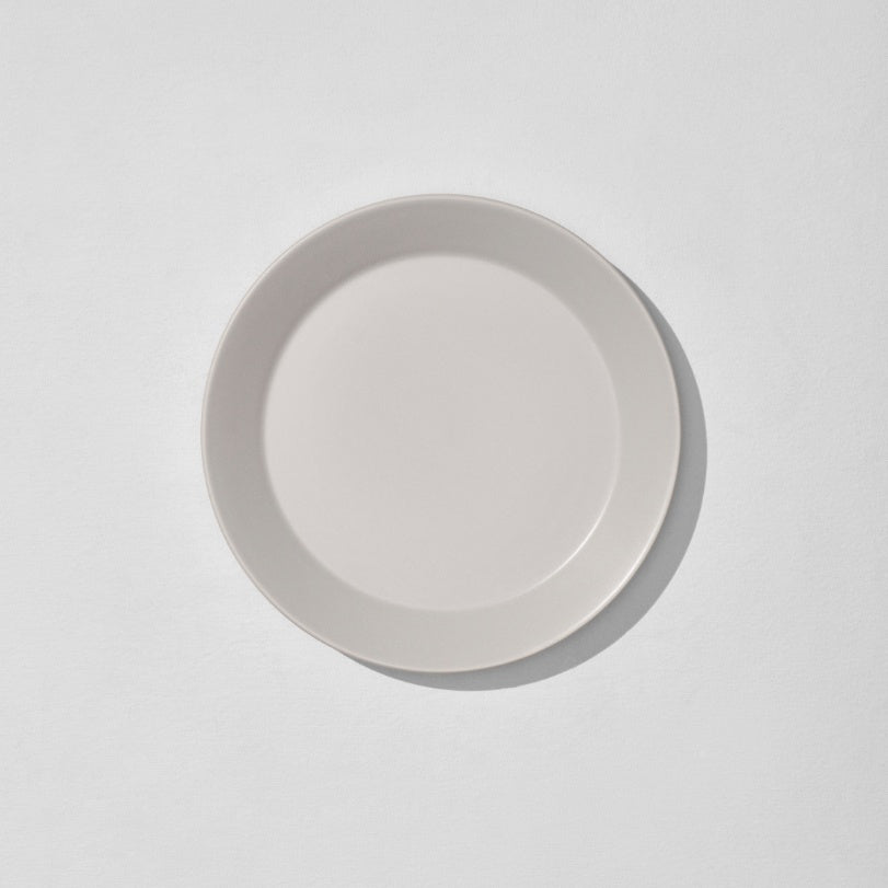 Overhead view of grey dinner plate