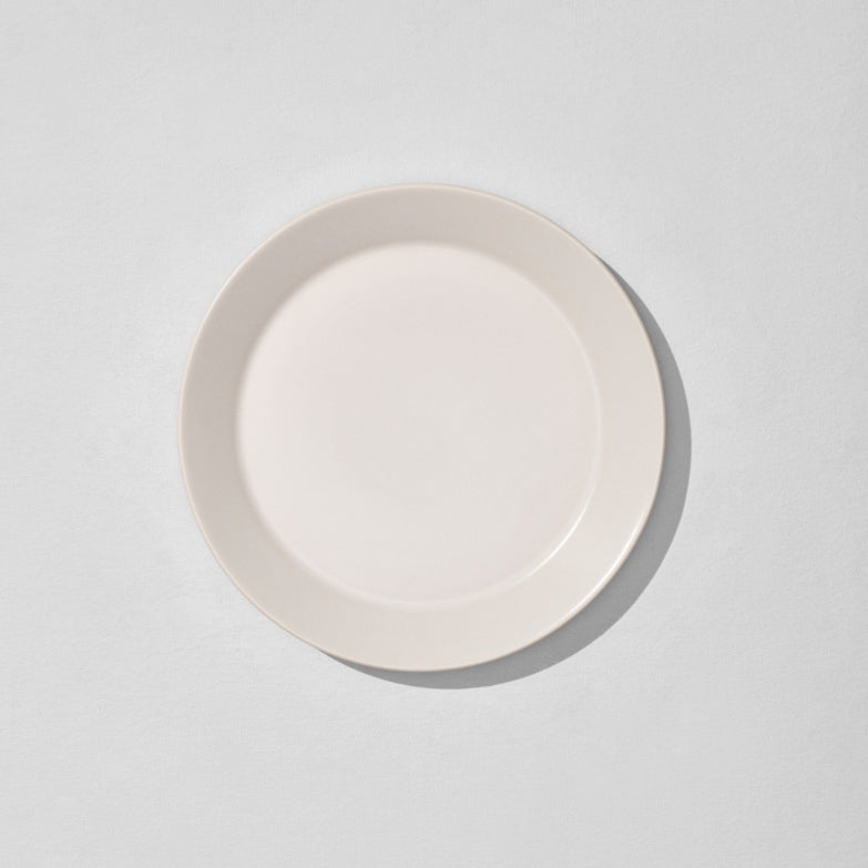 Overhead view of off white dinner plate