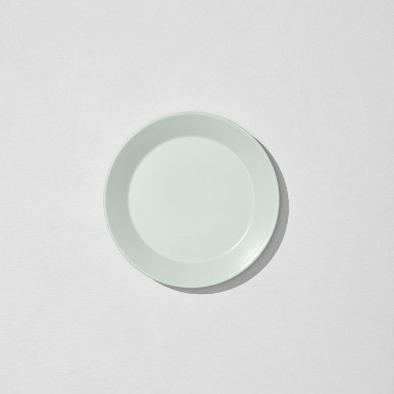 Overhead view of mint salad plate